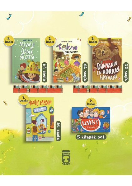 2-3.sınıf- Levent Iz Peşinde 4 Set , Ayvayı Yedik Müzesi, Tekno Kahraman, Yanlış Masalcı Bay Yanlış(9kitap)