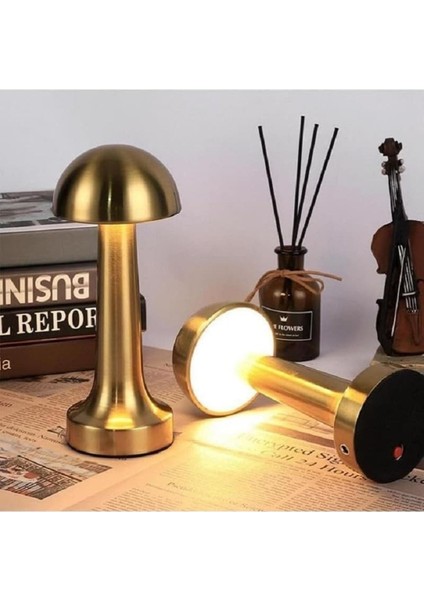 Renkli Dokunmatik Şarjlı Masa Lambası, Altın Gövde, Dim Edilebilir, Şık ve Modern modelleri