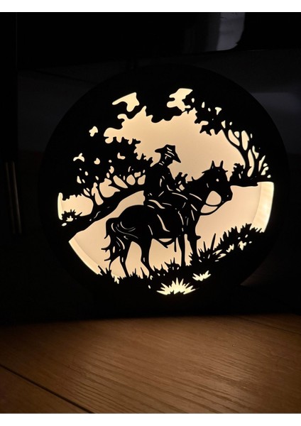 Kovboy Temalı Masa Üstü Lamba, USB Bağlantılı, Aç Kapa, Şık ve Kullanışlı Tasarım