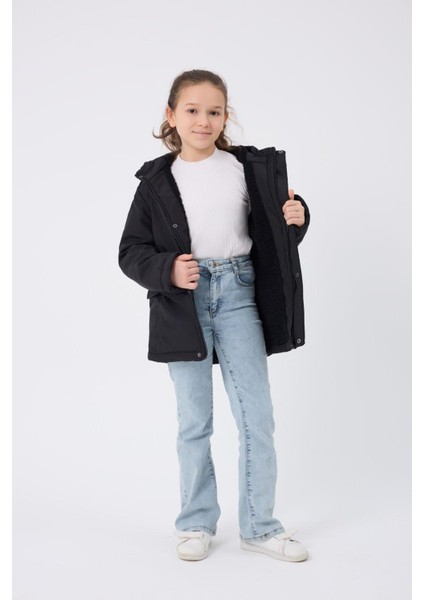 Spor Kız Çocuk Taba Kürklü Su ve Rüzgar Geçirmez Kapüşonlu 3 Mont Parka modelleri
