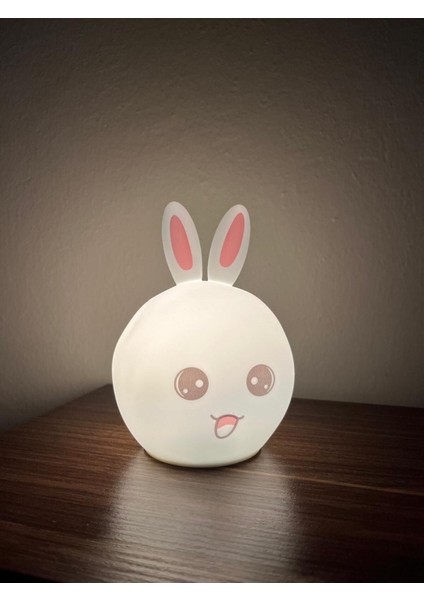Renkli Silikon Tavşan Gece Lambası, Dokunmatik ve Çocuk Odası Için Işıklı Dekorasyon
