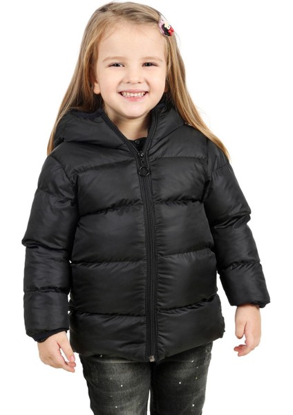 Kız Çocuk Polarlı Kapüşonlu Su Geçirmez Rüzgara Dayanıklı Şişme Kışlık Mont & Kaban