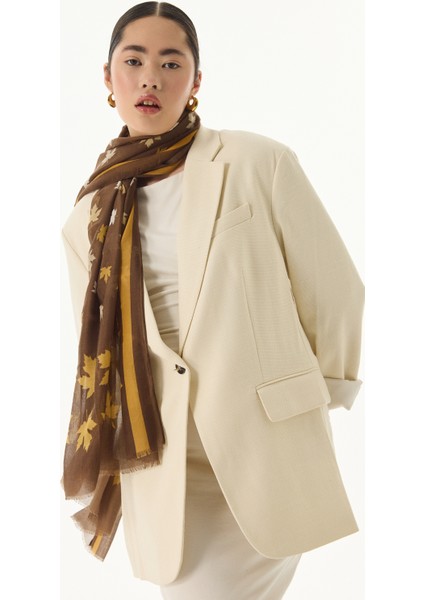 Zeta Kahve Yaprak Desen Pamuklu Şal fiyatları