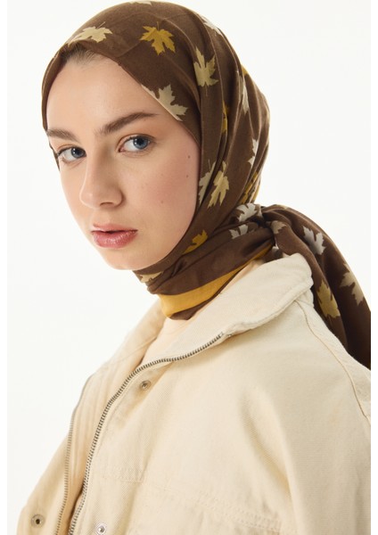 Zeta Kahve Yaprak Desen Pamuklu Şal fırsatları