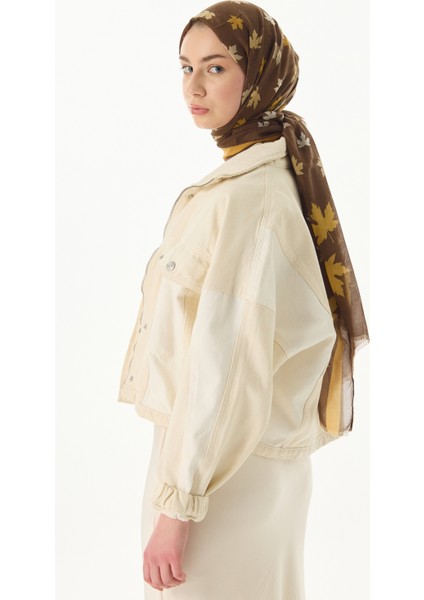 Zeta Kahve Yaprak Desen Pamuklu Şal indirimleri