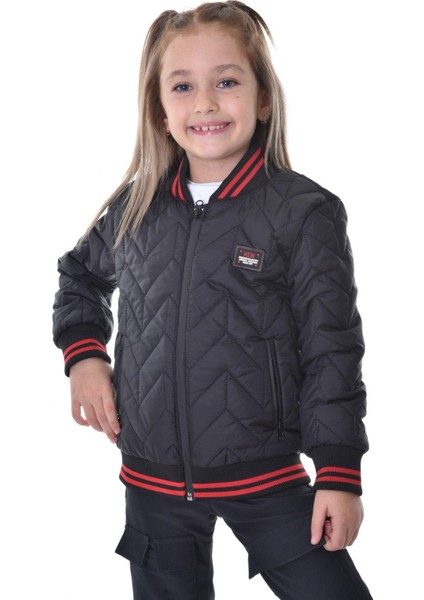 Kız Çocuk Kolej Yaka Astarlı Su ve Rüzgar Geçirmez Fermuarlı Cep Mont Ceket