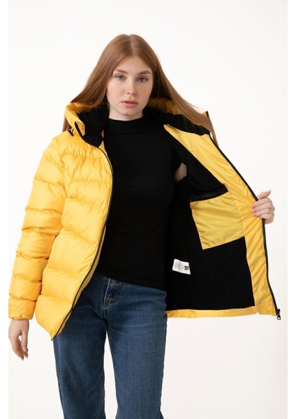 Kadın Kapüşonlu Polarlı Su Geçirmez Rüzgara Dayanıklı Şişme Mont & Kaban & Parka modelleri