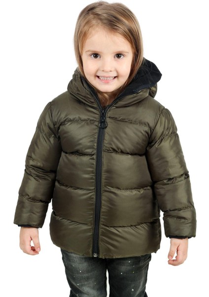 Kız Çocuk Polarlı Kapüşonlu Su Geçirmez Rüzgara Dayanıklı Şişme Kışlık Mont & Kaban