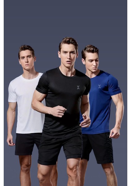 Xylon 3'lü Paket Mikro Polyester Nefes Alabilen Hafif Perform Antrenman Sporcu Erkek Tshirt