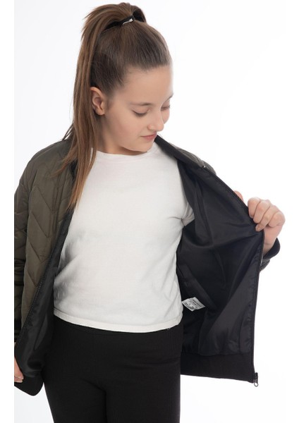 Kız Çocukkolej Yaka Astarlı Su ve Rüzgar Geçirmez Fermuarlı Cep Mont Ceket fırsatları