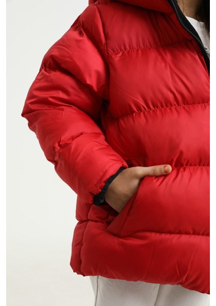 Spor Kız Çocuk Polarlı Kürklü Kapüşonlu Su Geçirmez Rüzgara Dayanıklı Şişme Mont modelleri