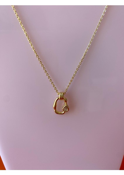 Xuping Minimal Oval Taş Detaylı Gold Kolye modelleri