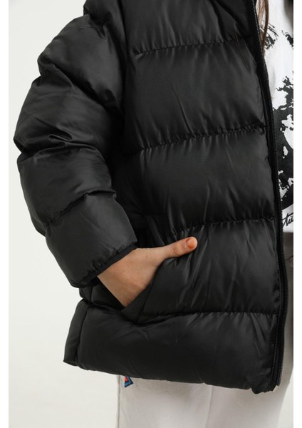 Kız Çocuk Polarlı Kapüşonlu Su Geçirmez Rüzgara Dayanıklı Cepli Şişme Kışlık Mont modelleri