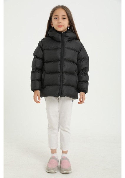 Kız Çocuk Polarlı Kapüşonlu Su Geçirmez Rüzgara Dayanıklı Cepli Şişme Kışlık Mont fırsatları