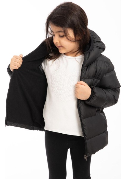 Kız Çocuk Polarlı Kapüşonlu Su Geçirmez Rüzgara Dayanıklı Şişme Kışlık Mont & Kaban modelleri