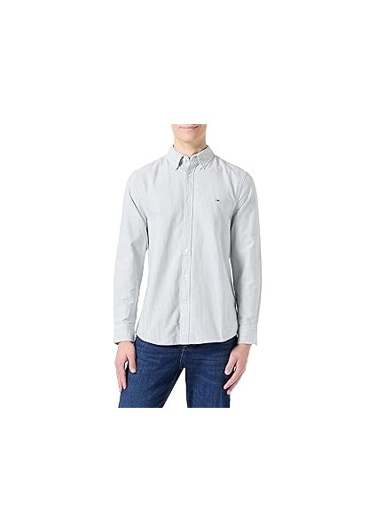 Tommy Hilfiger Tjm Slim Stripe Oxford Shirt Ext Erkek Gömlek, Mavi, M