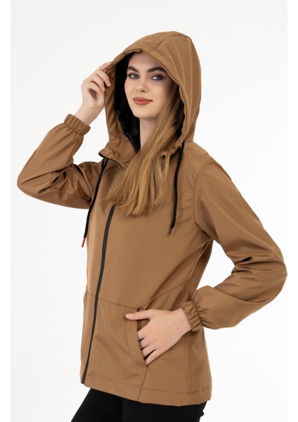 Kadın Astarlı Su Geçirmez ve Rüzgara Dayanıklı Kapüşonlu Cepli Yağmurluk - Rüzgarlık modelleri