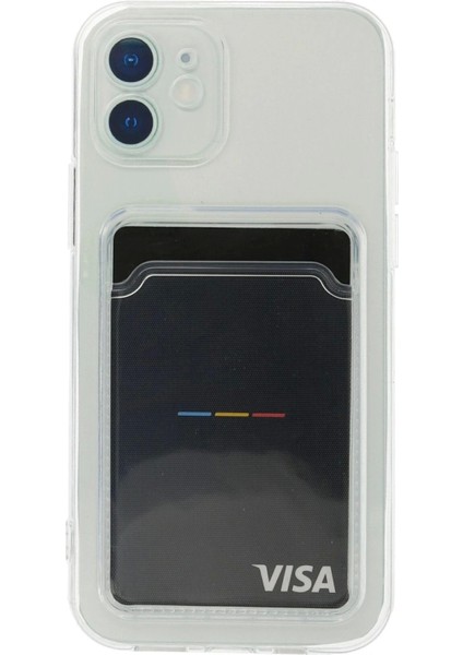 Newface iPhone 12 Kılıf Kart Şeffaf Silikon - Şeffaf