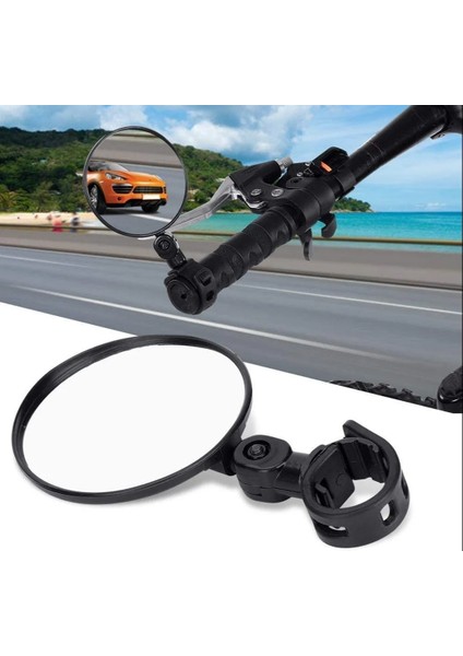 Elektrikli Scooter Bisiklet Dikiz Aynası, Tüm Bisikletlerle Uyumlu, 8 cm Çap, Gidon Kelepçesi, 360 Derece, 2 Adet,