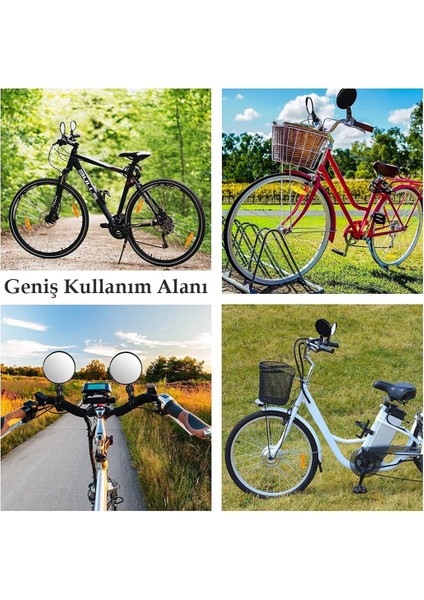 Elektrikli Scooter Bisiklet Dikiz Aynası, Tüm Bisikletlerle Uyumlu, 8 cm Çap, Gidon Kelepçesi, 360 Derece, 2 Adet, indirimleri