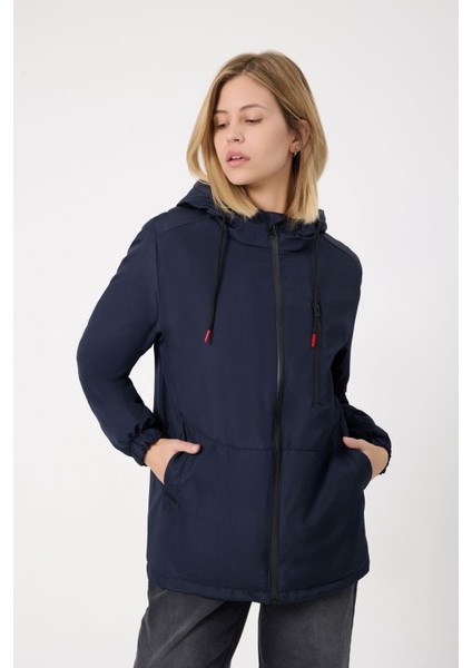 Spor Kadın Kürklü Su ve Rüzgar Geçirmez Kapüşonlu Mont Parka