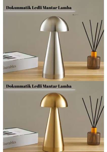 Kablosuz LED Mantar Masa Lambası, 3 Renkli, Dokunmatik, Şarjlı, Şık ve Modern Tasarım