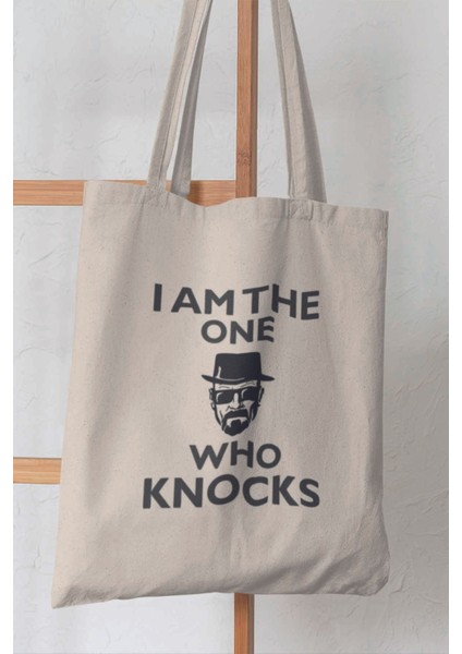 I Am The One Heisenverg Hediyelik Baskılı %100 Pamuklu Ham Bez Bej Çanta