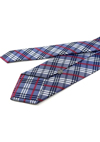 Mavi Ekose Desen Mendilli Klasik Kravat KK13196 modelleri