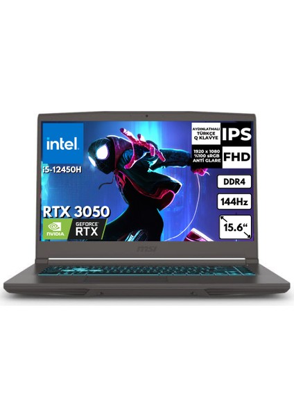 Msı Thin 15 I5-12450H 24 GB 2 Tbssd 4gb RTX3050 15.6" 144Hz Fhd Windows 11 Pro Gaming Laptop B12UC-1478XTRAT69