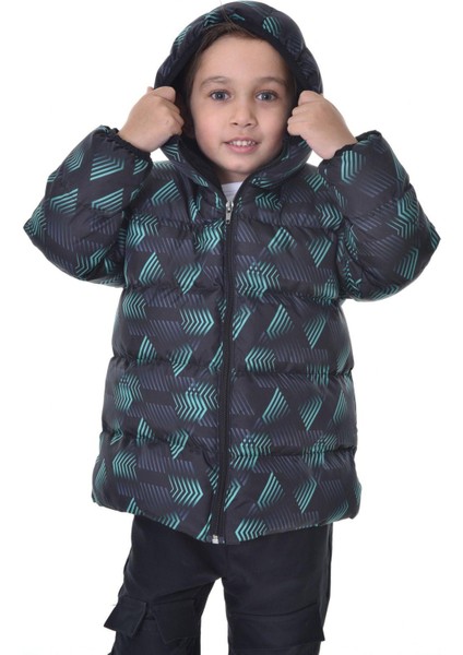 Kız Çocukdijital Desen Polar Su ve Rüzgar Geçirmez Kapüşonlu Şişme Kışlık Mont indirimleri