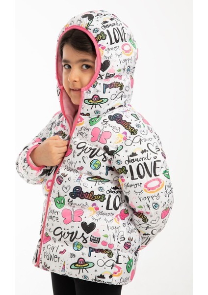 Kız Çocuk Polarlı Kapüşonlu Girls Yazılı Kelebek Desenli Kışlık Şişme Mont & Kaban & Parka fiyatları