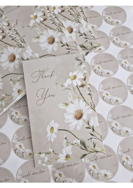 Papatya Temalı Kart ve Sticker Seti modelleri