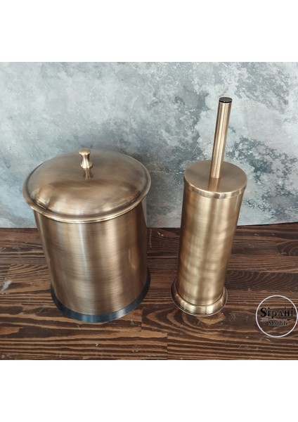 Antik Eskitme Kaplama Kapaklı Çöp Kovası Set fiyatları