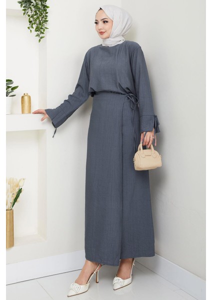 Bağcık Detaylı Etekli Takım Füme HM2724 fiyatları