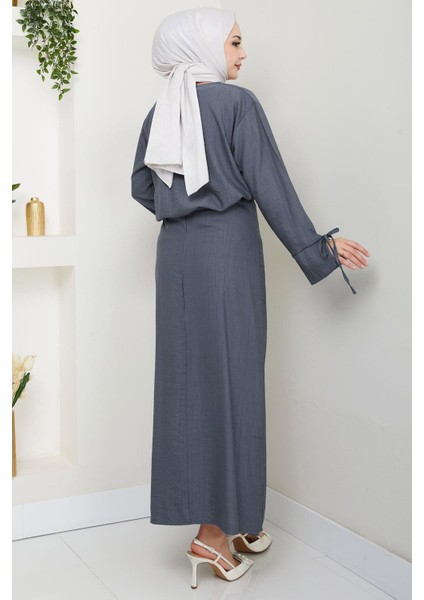 Bağcık Detaylı Etekli Takım Füme HM2724 indirimleri