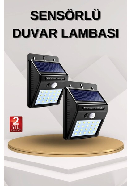 Sensörlü Bahçe Duvar Lambası, 20 LED ile Güçlü ve Renkli Aydınlatma