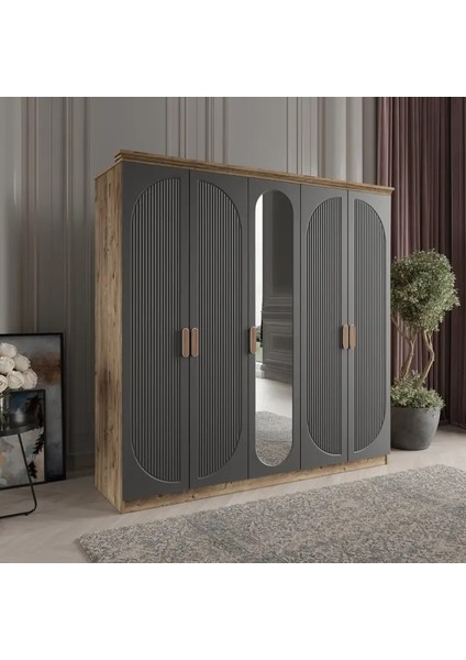 Soho 5 Kapaklı Bazalı Gardırop Tamamı Mdf