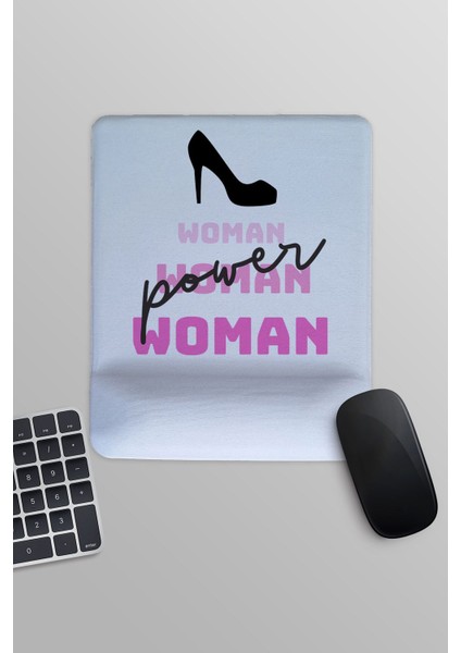 Power Woman Baskılı Dikdörtgen Bilek Destekli Mousepad