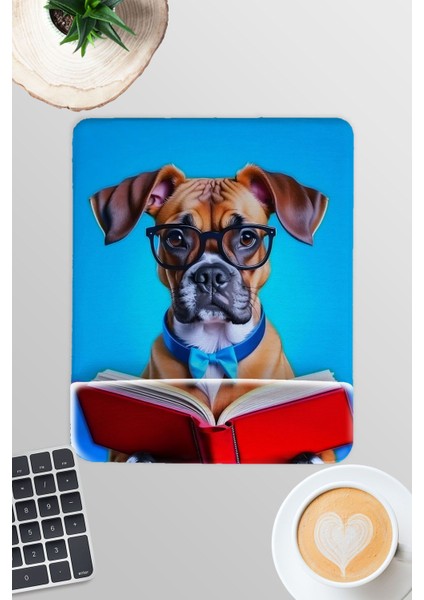 Kitap Okuyan Sevimli Köpekler No:3 Oyuncu Gaming Dikdörtgen Bilek Destekli Mousepad