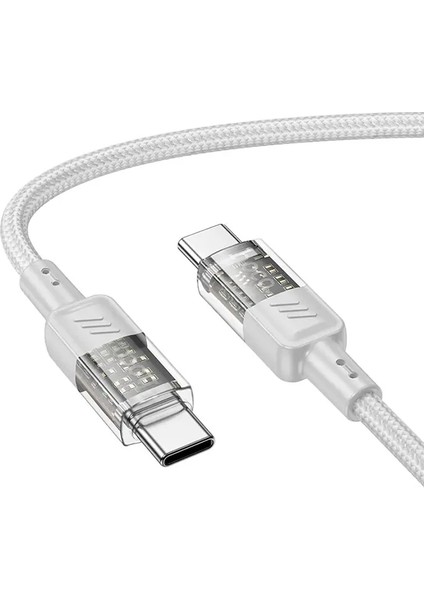 Hoco U129 Transparan Type-C To Type-C Data ve Şarj Kablosu 1M-(1903) - KA9619-4411 modelleri