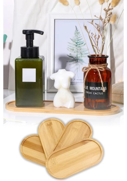 Bambu Oval Sunum ve Servis Tepsisi Yağdanlık Altlığı, Mutfak ve Banyo 2 Adet