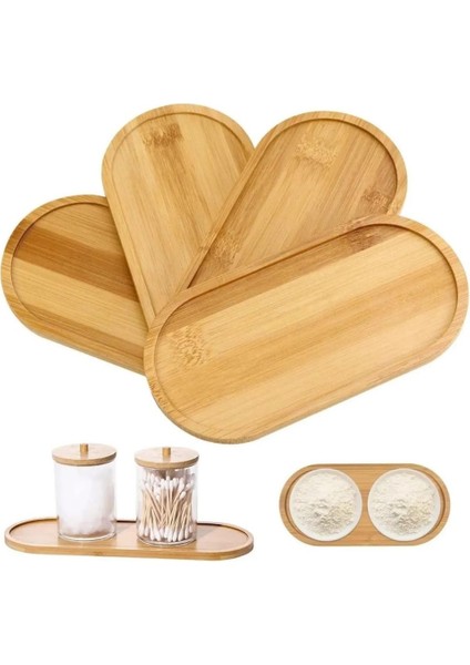 Bambu Oval Sunum ve Servis Tepsisi Yağdanlık Altlığı, Mutfak ve Banyo 2 Adet