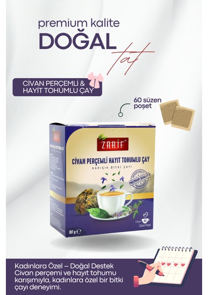 Civanperçemli & Hayıt Tohumlu Çay (60’lı Süzen Poşet)