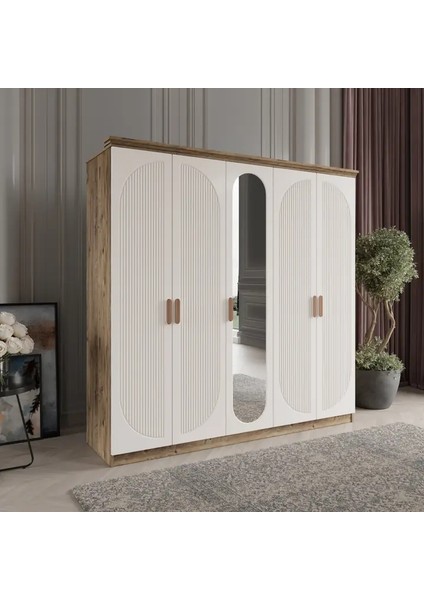 Soho 5 Kapaklı Bazalı Gardırop Tamamı Mdf