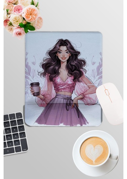 Dört Mevsim Temalı No:4 Coffee Baskılı Oyuncu Gaming Dikdörtgen Bilek Destekli Mousepad