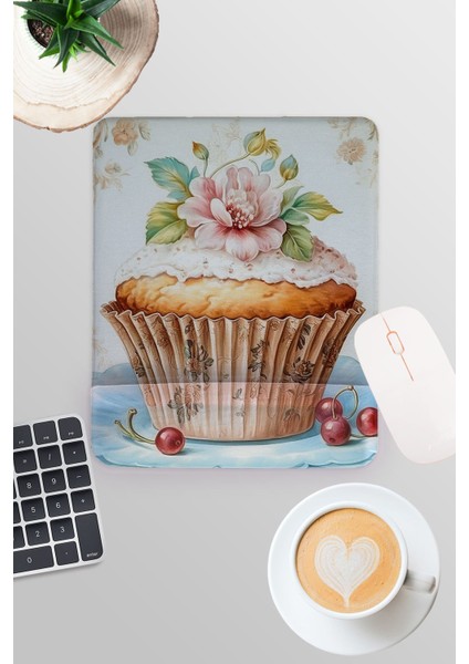 Vintage Muffin Baskılı Oyuncu Gaming Dikdörtgen Bilek Destekli Mousepad