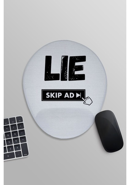 Lie Skip Ad Komik Eğlenceli Baskılı Oval Bilek Destekli Mousepad