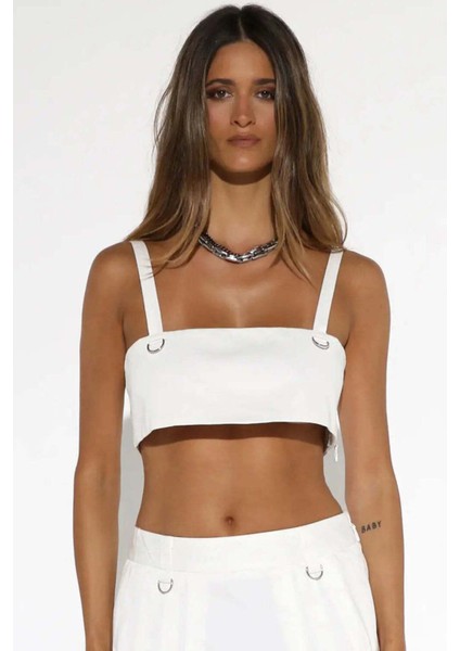 Beyaz Velah Utility Crop Top | Şık ve Rahat Tasarım