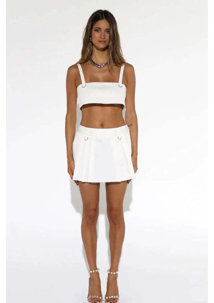 Beyaz Velah Utility Crop Top | Şık ve Rahat Tasarım fiyatları