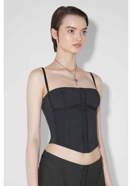 Şık Lara Korsaj - Ayarlanabilir Askılı Siyah Destekli Bluz modelleri